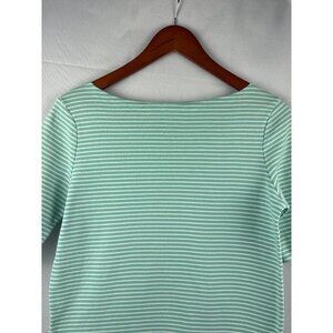 Jones New York Sport Small Green & White Striped Cotton Top Womens